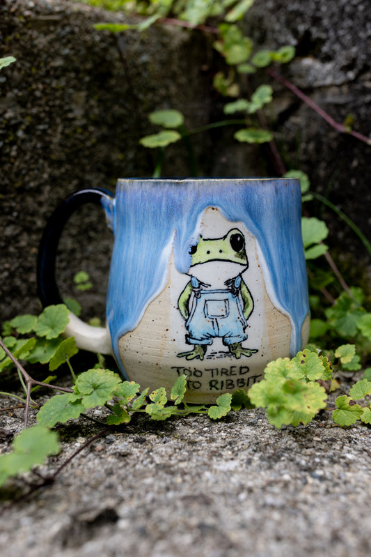 Too Tired to Ribbit Mug 14oz
