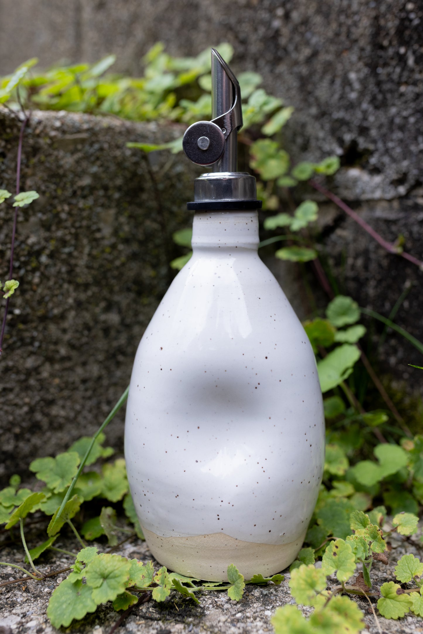 Speckled White Olive Oil Bottle