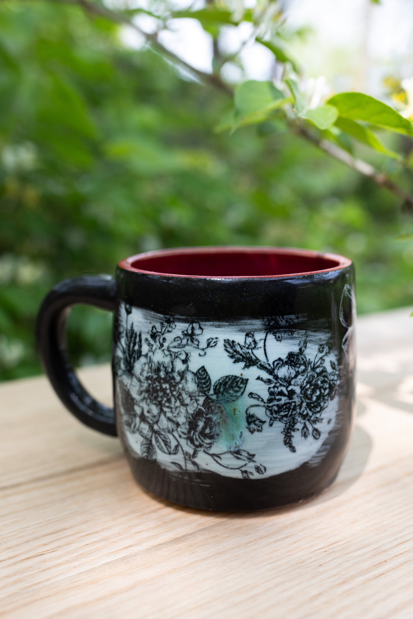 Midnight Bloom Fire rose mug 14oz